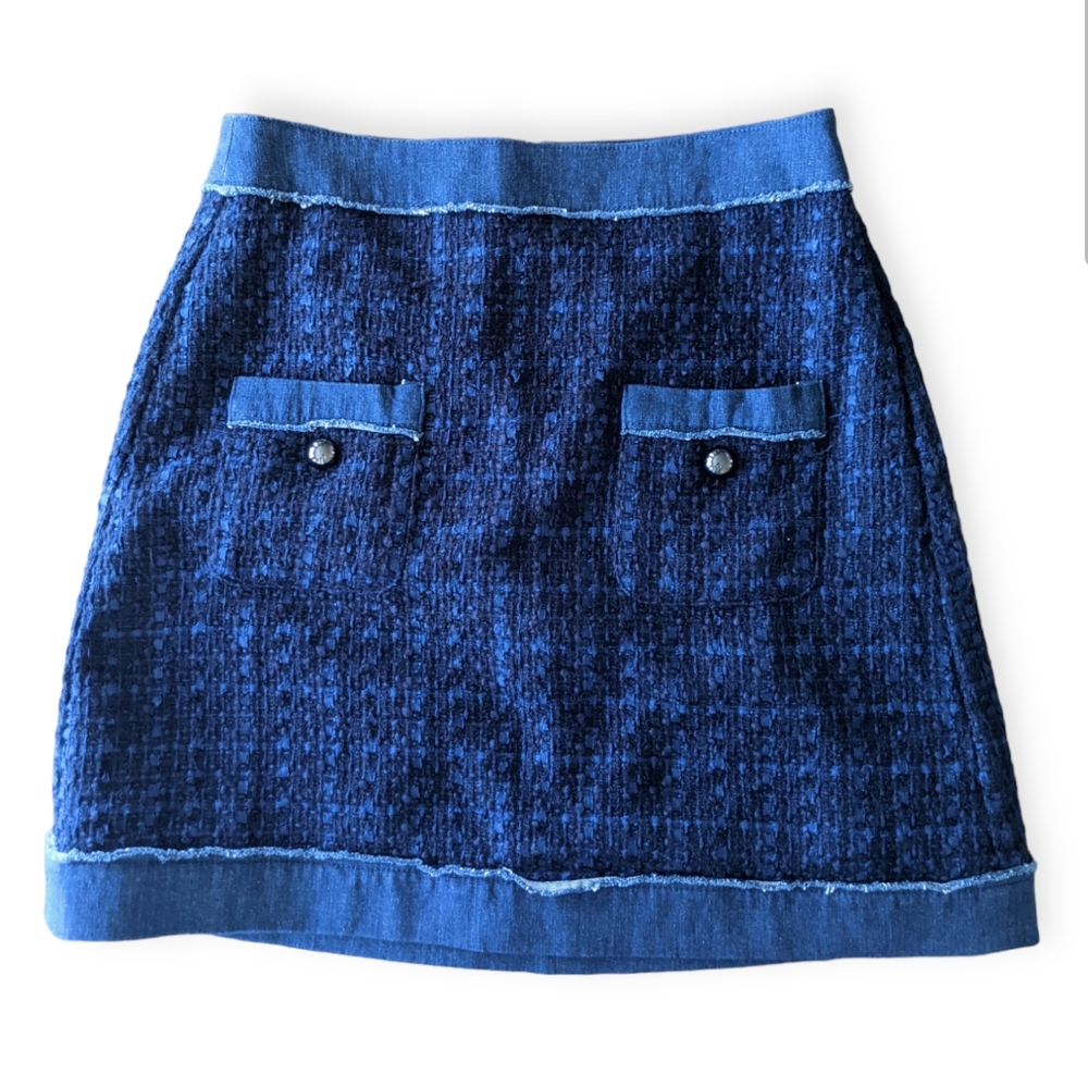 kate spade denim trim tweed skirt sz 8